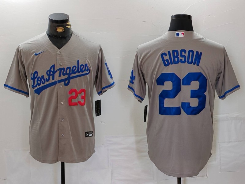 Men's Los Angeles Dodgers Kirk Gibson #23 Gray Jersey